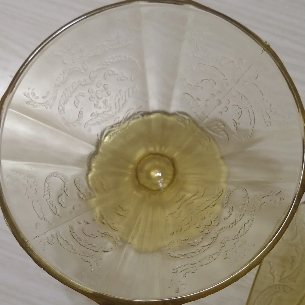 6 Federal Glass Madrid Amber Champagne Sherbet Set w/ 2 Plates Depression Set